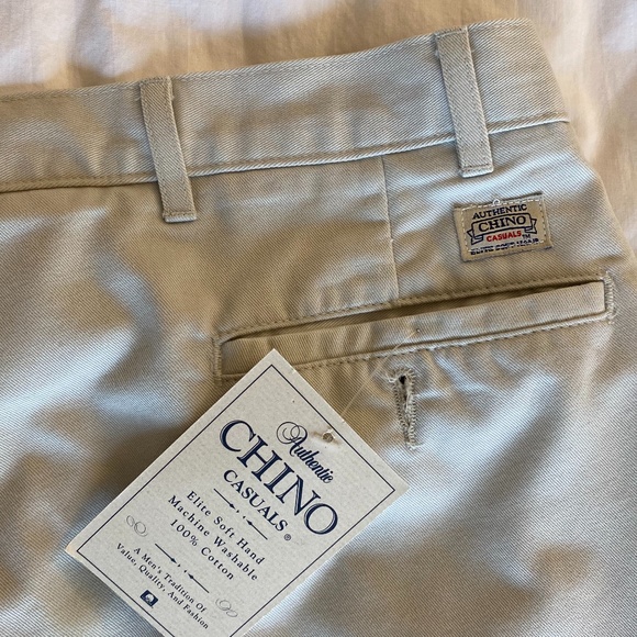 PLEATED CHINO CUFFED PANTS, 100%COTTON, - Picture 1 of 5